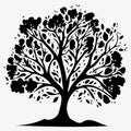 whole black tree with roots isolated white background vector Royalty Free Stock Photo