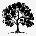 whole black tree with roots isolated white background vector Royalty Free Stock Photo