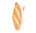 Whole bread and wheat ears on a white background Royalty Free Stock Photo