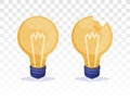 Whole and broken light bulbs. Symbol of a new idea Royalty Free Stock Photo