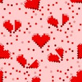 Whole and broken pixel hearts