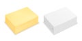 Whole butter block and white paper butter packaging