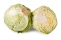 The whole cabbage and half isolated on white background Royalty Free Stock Photo