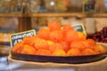 Whole candied clementine fruit at a store in Colmar, Alsace, Fra Royalty Free Stock Photo