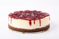 whole cheesecake with white background Royalty Free Stock Photo