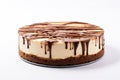 whole cheesecake with white background Royalty Free Stock Photo