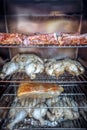 Whole chicken smoked in electric bbq smoker Royalty Free Stock Photo