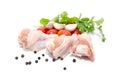 A whole chicken and soup vegetables for a chicken stock Royalty Free Stock Photo