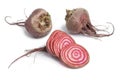 Whole chioggia beets and slices Royalty Free Stock Photo