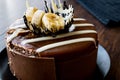 Whole Chocolate Cake with Banana Royalty Free Stock Photo