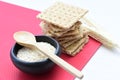 Whole and Chunked Healthy Sesame Soda Crackers