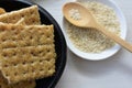 Whole and Chunked Healthy Sesame Soda Crackers