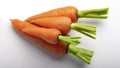Whole clean fresh carrots on white background with shadow