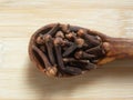 Whole Cloves on wooden spoon