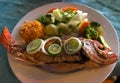 Whole Cooked Fish Served with Vegetables