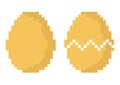 Whole and cracked egg illustration with pixel theme