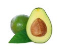 Whole and cut avocados isolated Royalty Free Stock Photo