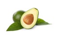 Whole and cut avocados isolated Royalty Free Stock Photo