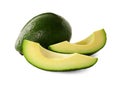 Whole and cut avocados isolated Royalty Free Stock Photo