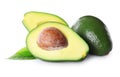 Whole and cut avocados isolated Royalty Free Stock Photo