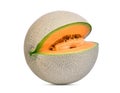 Whole cut of japanese melons, orange melon or cantaloupe melon Royalty Free Stock Photo