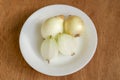 Onions In Small White Plate Royalty Free Stock Photo