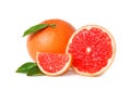 Whole and cut ripe grapefruits isolated Royalty Free Stock Photo