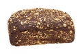 Whole dark bread with seeds isolated on a white background.
