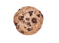 Whole dark chocolate chip cookie isolated on white background Royalty Free Stock Photo