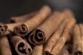 Whole dried cinnamon for baking Royalty Free Stock Photo