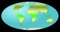 Whole earth globe with heat zones