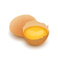 Whole egg and Broken egg shell with yolk