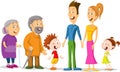 Whole Family Character Cartoon Standing Together - Vector Illustration Isolated Royalty Free Stock Photo