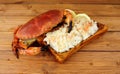 Whole cooked brown crab with fresh meat