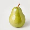 Whole, fresh, green pear close-up on a white background. Generative AI Royalty Free Stock Photo