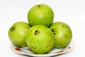 Whole fresh guava fruit on white background Royalty Free Stock Photo