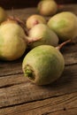 Whole fresh turnips on wooden table, closeup Royalty Free Stock Photo