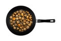 Whole Fried Small Champignons in Frying Pan Isolated Royalty Free Stock Photo