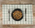 Whole Fried Small Champignons in Frying Pan Top View Royalty Free Stock Photo