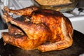 Whole fried turkey cooked golden brown