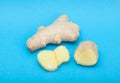 Whole ginger root with cut slices