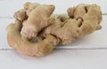 Whole ginger root isolated on white Royalty Free Stock Photo