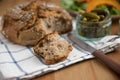 Whole Grain Bread with a knife Royalty Free Stock Photo