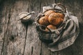 Whole grain bread rolls in a basket Royalty Free Stock Photo