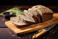 whole grain bread slices arranged on a board Royalty Free Stock Photo