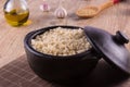 Whole grain brown rice cooked. Integral Royalty Free Stock Photo