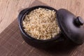 Whole grain brown rice cooked. Integral Royalty Free Stock Photo