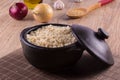 Whole grain brown rice cooked. Integral Royalty Free Stock Photo