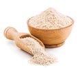 Whole grain buckwheat flour on white Royalty Free Stock Photo