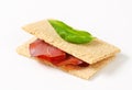 Whole grain crisp bread with smoked beef Royalty Free Stock Photo